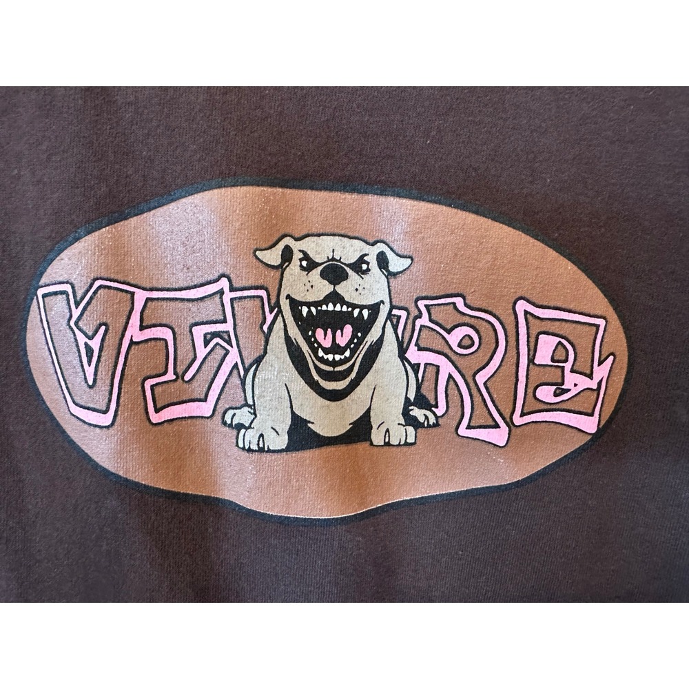 Vintage VIVERE Brown Graphic T-Shirt Angry Bulldog Graffiti Streetwear Skate Tee
